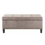 Gray Button Tufted Storage Bench