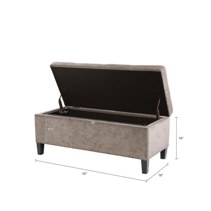 Gray Button Tufted Storage Bench