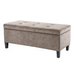 Gray Button Tufted Storage Bench
