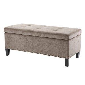 Gray Button Tufted Storage Bench