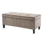 Gray Button Tufted Storage Bench
