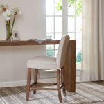 Ivory Upholstered Wood Counter Stool