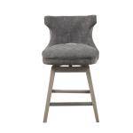 Gray Upholstered Wood Swivel Counter Stool