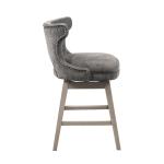 Gray Upholstered Wood Swivel Counter Stool