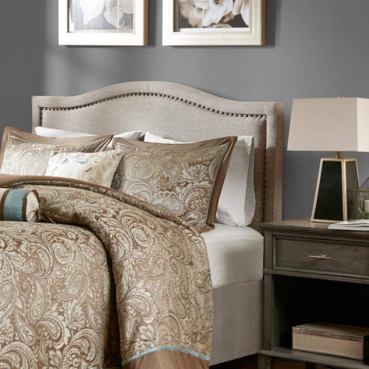Tan Upholstered Augusta King Headboard