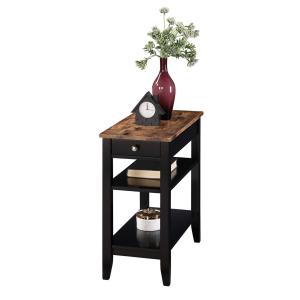 Black Two-Tone Pull-Out Drawer Accent Table