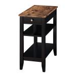 Black Two-Tone Pull-Out Drawer Accent Table