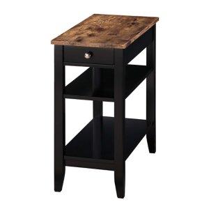 Black Two-Tone Pull-Out Drawer Accent Table