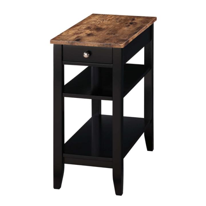 Black Two-Tone Pull-Out Drawer Accent Table