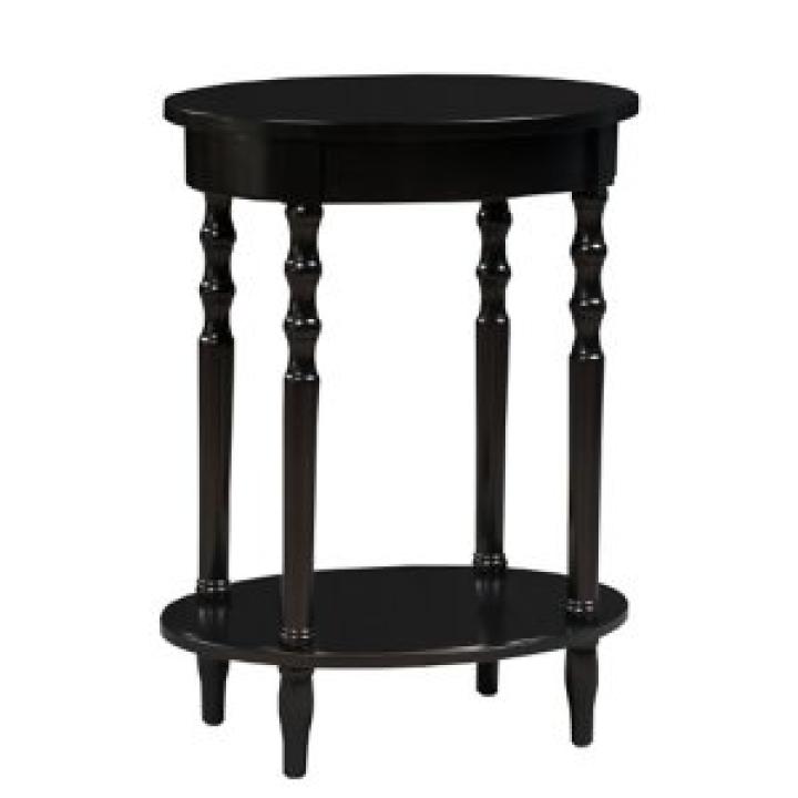 Black Spindle Legs Oval Accent Table