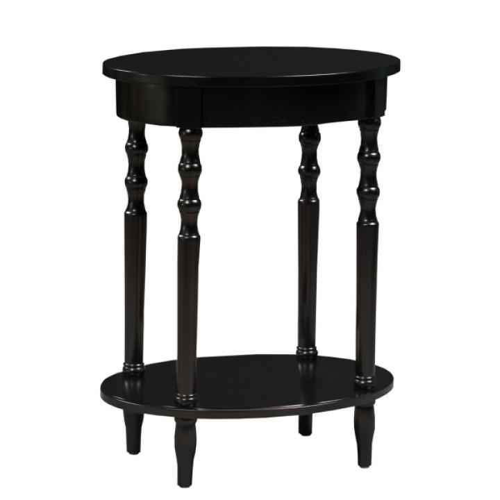 Black Spindle Legs Oval Accent Table