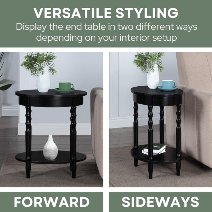 Black Spindle Legs Oval Accent Table