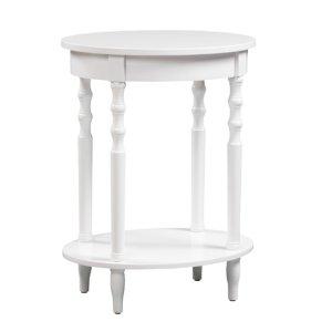 White Spindle Legs Oval Accent Table
