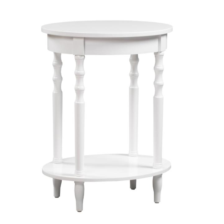 White Spindle Legs Oval Accent Table