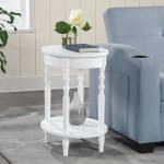White Spindle Legs Oval Accent Table