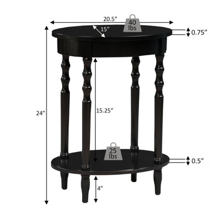 White Spindle Legs Oval Accent Table