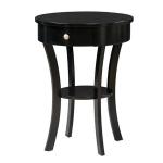 Black Curved Legs Round Drawer Accent Table