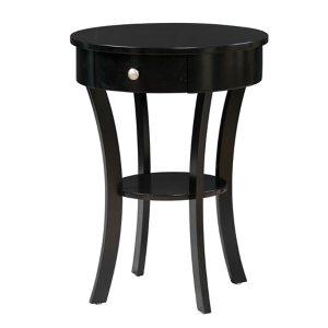 Black Curved Legs Round Drawer Accent Table