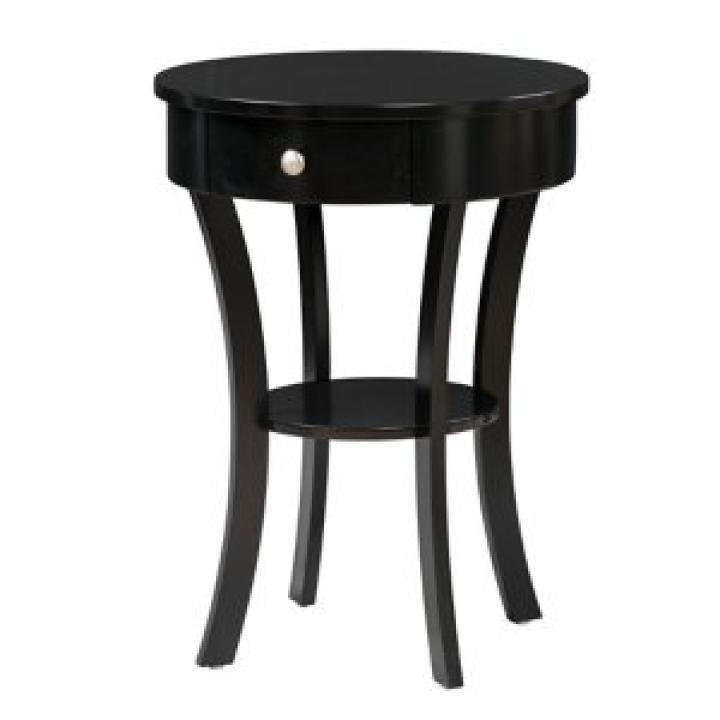 Black Curved Legs Round Drawer Accent Table