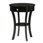 Black Curved Legs Round Drawer Accent Table