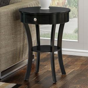 Black Curved Legs Round Drawer Accent Table