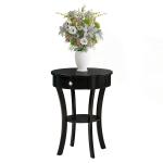 Black Curved Legs Round Drawer Accent Table