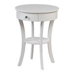 White Curved Legs Round Drawer Accent Table