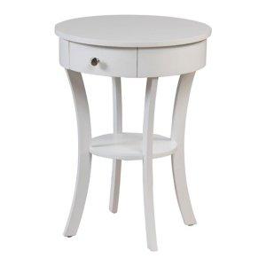 White Curved Legs Round Drawer Accent Table