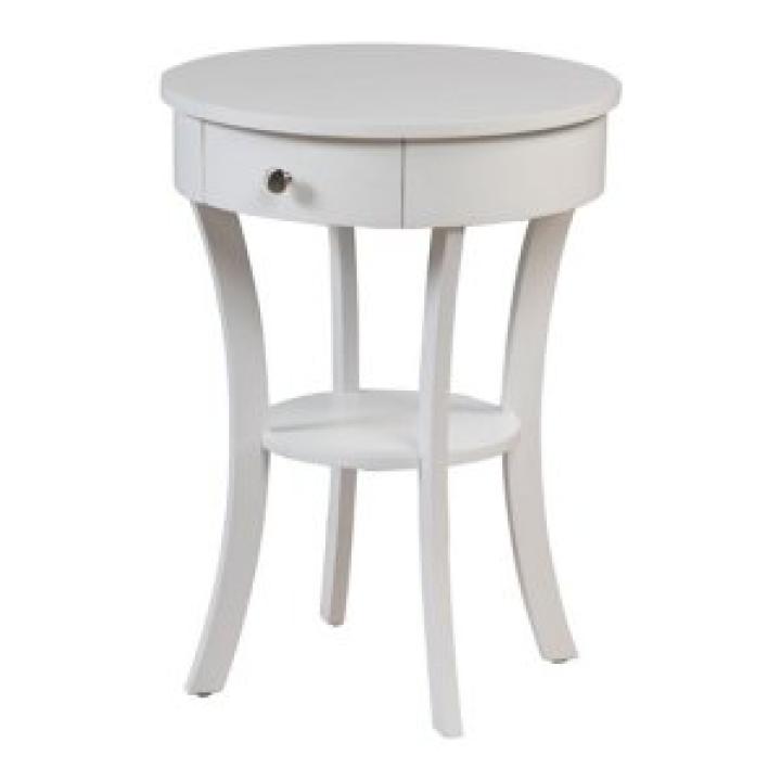 White Curved Legs Round Drawer Accent Table