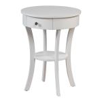 White Curved Legs Round Drawer Accent Table