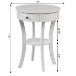 White Curved Legs Round Drawer Accent Table