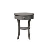 Gray Curved Legs Round Drawer Accent Table
