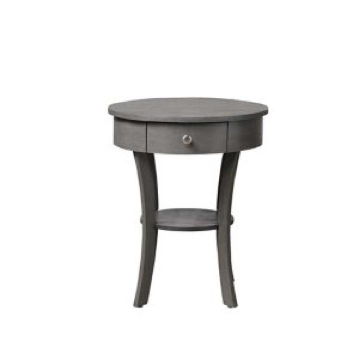Gray Curved Legs Round Drawer Accent Table