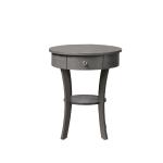 Gray Curved Legs Round Drawer Accent Table