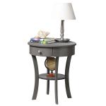 Gray Curved Legs Round Drawer Accent Table