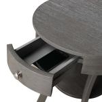 Gray Curved Legs Round Drawer Accent Table