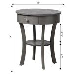 Gray Curved Legs Round Drawer Accent Table