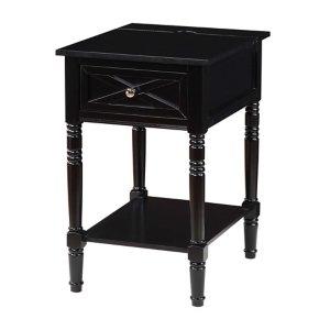 Black Wood Charging Traditional Accent Table