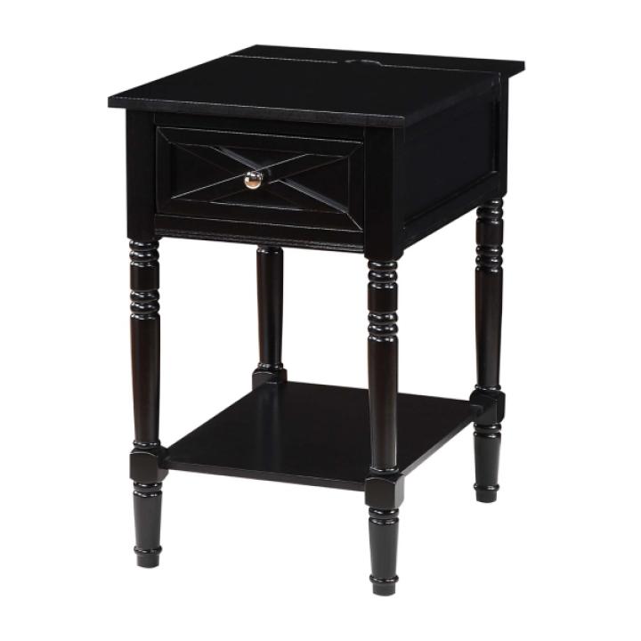 Black Wood Charging Traditional Accent Table