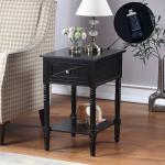 Black Wood Charging Traditional Accent Table