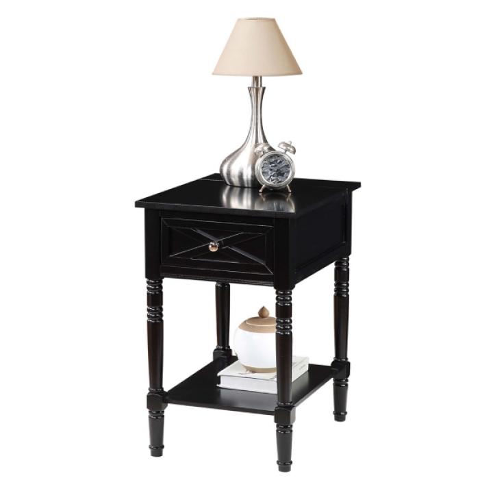 Black Wood Charging Traditional Accent Table