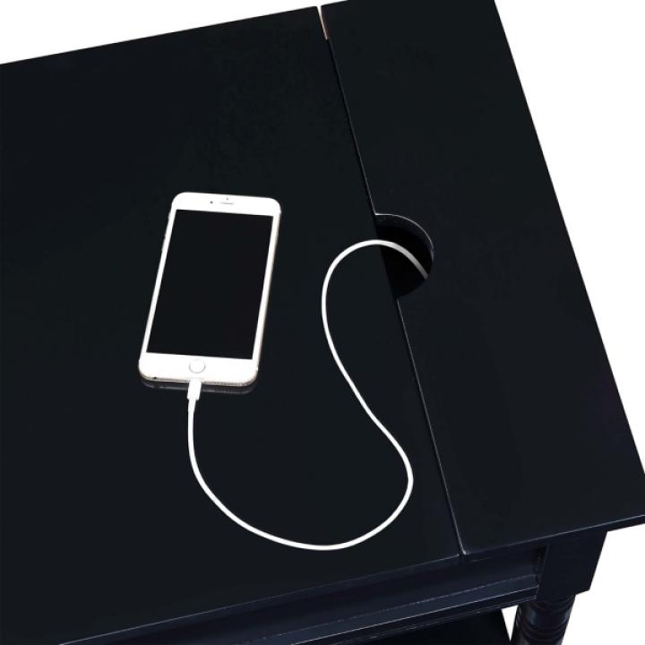 Black Wood Charging Traditional Accent Table