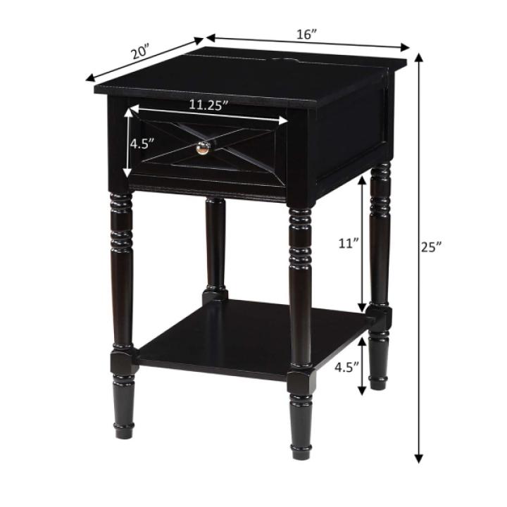Black Wood Charging Traditional Accent Table