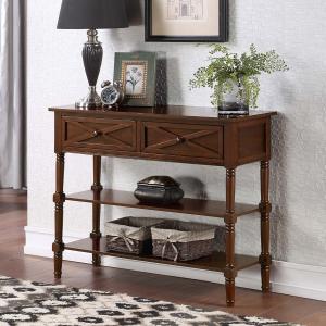 Brown Wood Traditional Console Table