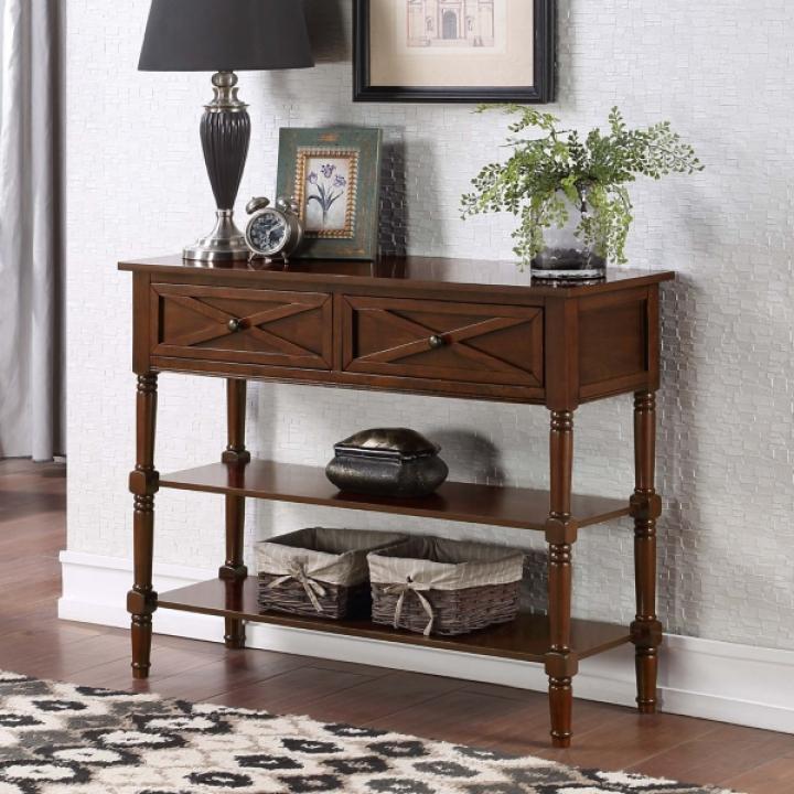 Brown Wood Traditional Console Table