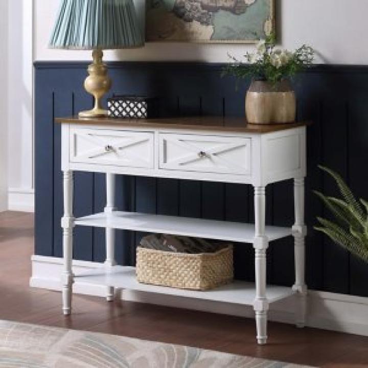Wood & White Traditional Console Table