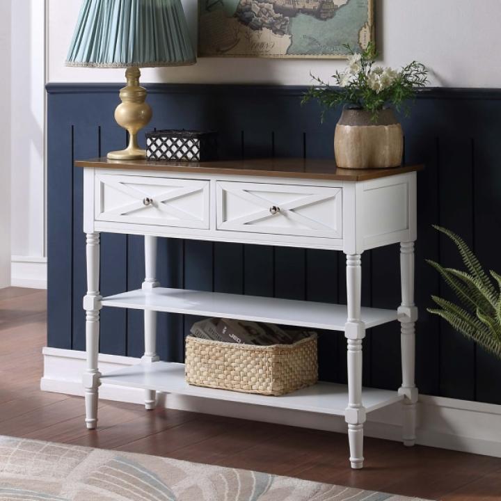 Wood & White Traditional Console Table