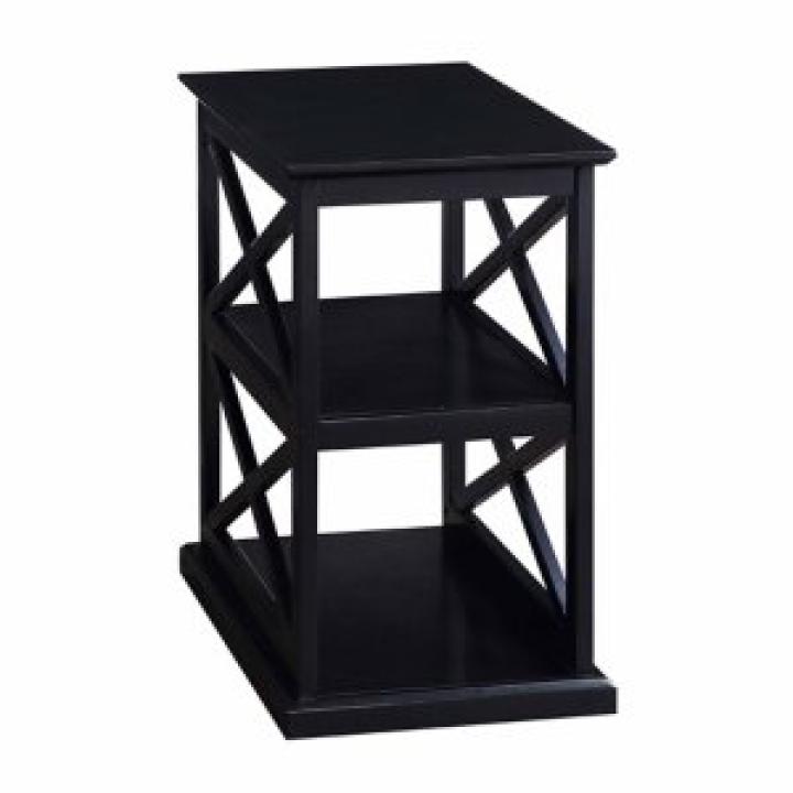 Black Wood Double X Sides Accent Table