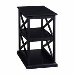 Black Wood Double X Sides Accent Table