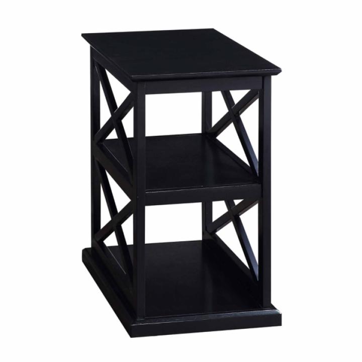 Black Wood Double X Sides Accent Table